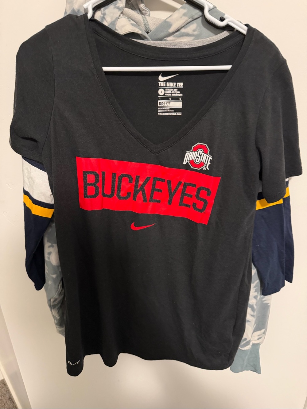 NCAA Ohio State Buckeyes Nike Tee Dri Fit Vneck Black T-Shirt Women's
| Size L